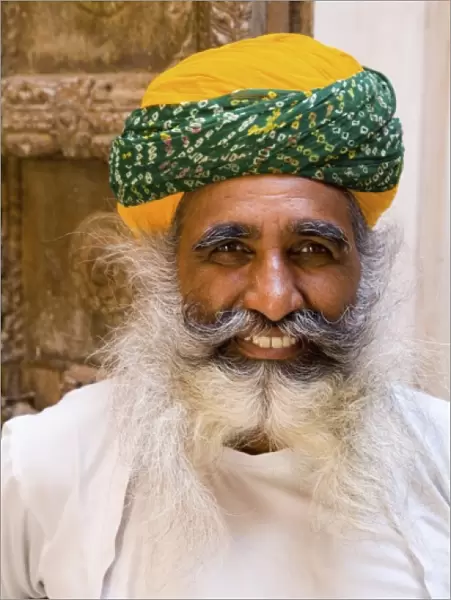 Jodhpur at Fort Mehrangarh in Rajasthan India a great image of bearded character