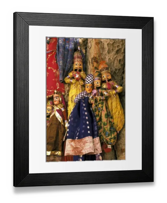 Framed Print : Asia, India, Amber. Paper mache puppets