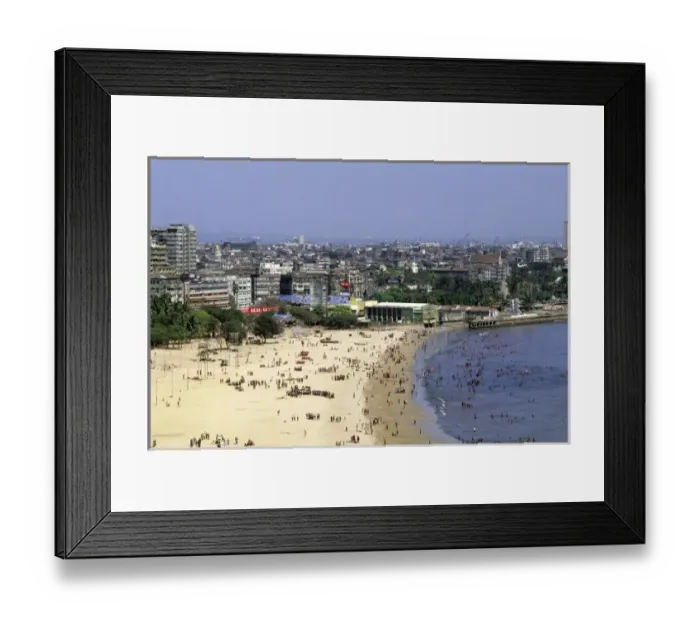 Framed Print : Chowpatty Beach and the city of Mumbai Bombay, India Framed Print : Chowpatty Beach and the city of Mumbai Bombay, India