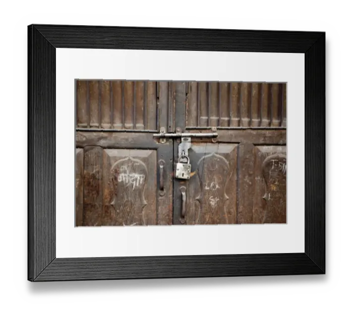 Framed Print : Asia, India, Jodhapur. A padlock secures a door