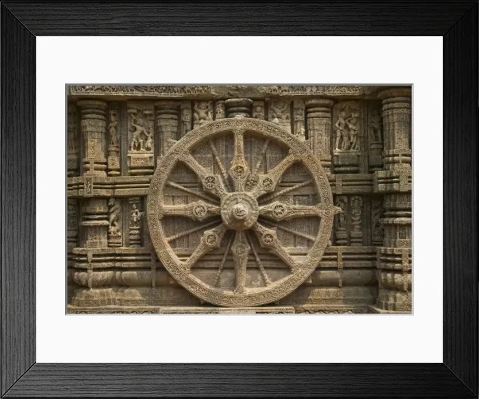 Framed Print : Details of erotic wheel at Sun Temple, Konark, Orissa, India