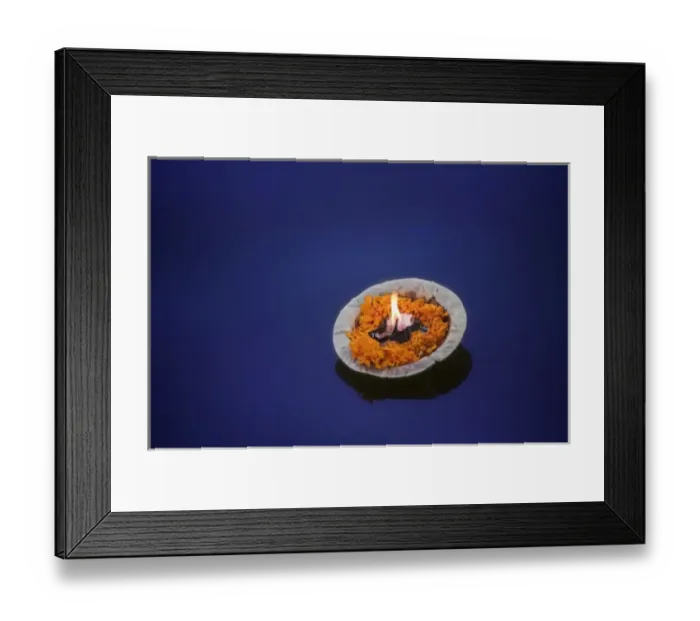 Framed Print : Flower candle in the Ganges River, Varanasi, India Framed Print : Flower candle in the Ganges River, Varanasi, India