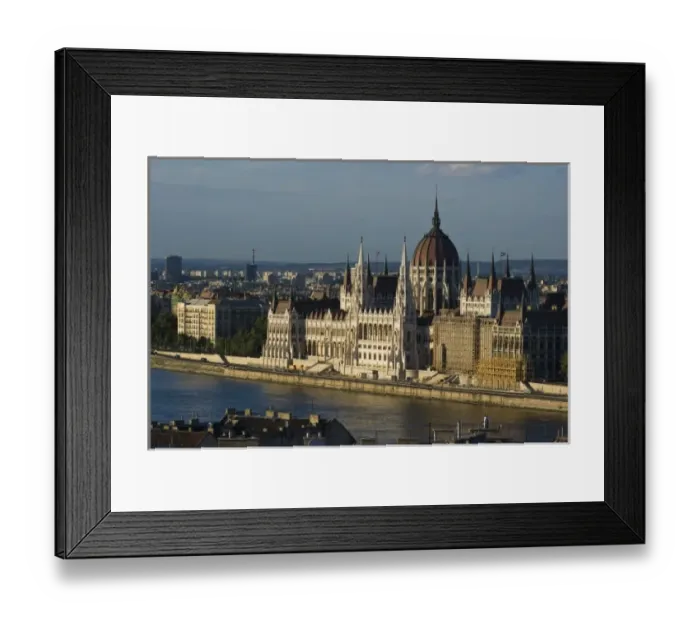 Framed Print : View of Parliament Buildings along Danube River, Budapest, Capital of Hungary, Europe