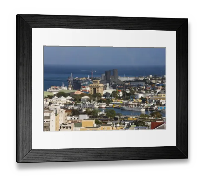 Framed Print : Mauritius, Port Louis, port view from Fort Adelaide, morning Framed Print : Mauritius, Port Louis, port view from Fort Adelaide, morning