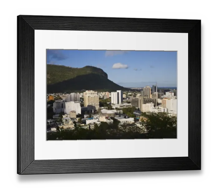 Framed Print : Mauritius, Port Louis, western neighborhoods from Fort Adelaide, morning Framed Print : Mauritius, Port Louis, western neighborhoods from Fort Adelaide, morning