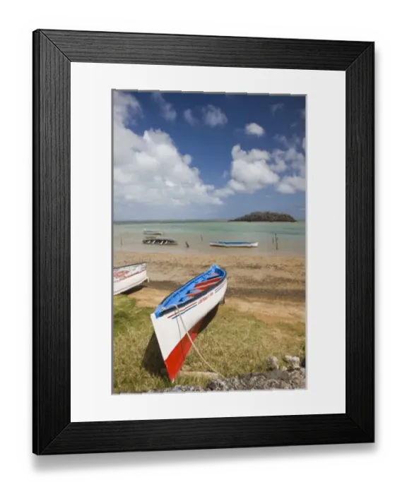 Framed Print : Mauritius, Rodrigues Island, North Rodrigues, landscape and fishing boats at Pointe