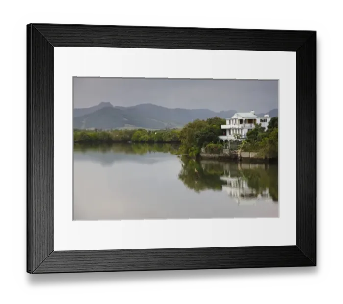 Framed Print : Mauritius, Southern Mauritius, Mahebourg, Riviere de la Chaux waterfront