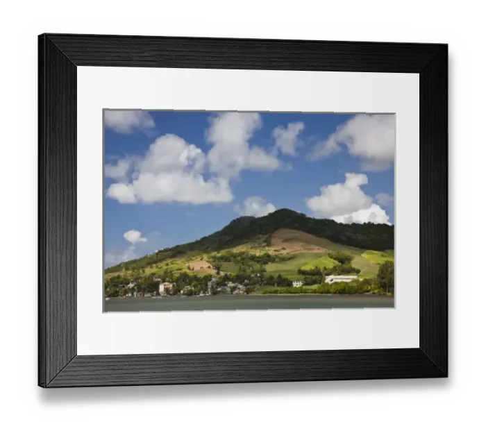 Framed Print : Mauritius, Southern Mauritius, Vieux Grand Port, seafront and Lion Mountain Framed Print : Mauritius, Southern Mauritius, Vieux Grand Port, seafront and Lion Mountain