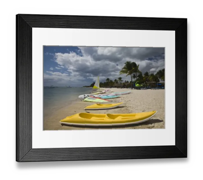 Framed Print : Mauritius, Western Mauritius, Flic en Flac, beach boats Framed Print : Mauritius, Western Mauritius, Flic en Flac, beach boats