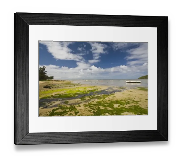 Framed Print : Mauritius, Western Mauritius, Le Morne, fishing village by Le Morne Brabant peninsula