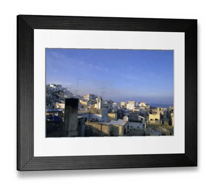 Framed Print : Port of Tangier with white houses in Morocco Africa Framed Print : Port of Tangier with white houses in Morocco Africa