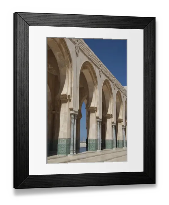 Framed Print : Africa, Morocco, Casablanca. Hassan II Mosque (aka King Hassan Mosque), Ornate exterior hallway Framed Print : Africa, Morocco, Casablanca. Hassan II Mosque (aka King Hassan Mosque), Ornate exterior hallway