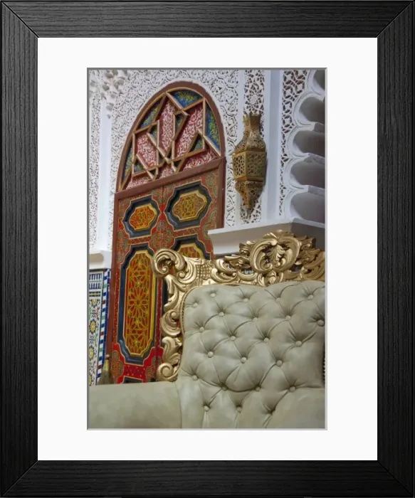 Framed Print : Morocco, Tetouan. Historic restaurant with typical Moroccan architecture, ornate Framed Print : Morocco, Tetouan. Historic restaurant with typical Moroccan architecture, ornate