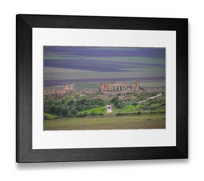 Framed Print : Panorama of the Roman ruins of Volubilis Morocco from the road Framed Print : Panorama of the Roman ruins of Volubilis Morocco from the road