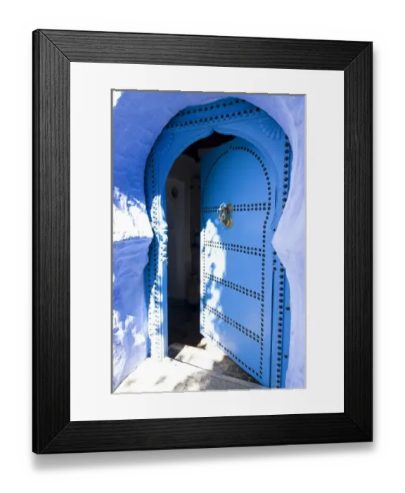Framed Print : Chefchaouen Morocco blue door in the medina Framed Print : Chefchaouen Morocco blue door in the medina