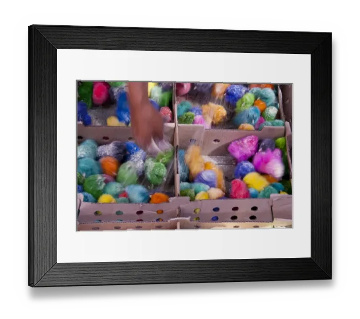 Framed Print : Little colorful chicks to sell as pets for Easter in the old town of Fes, Morocco