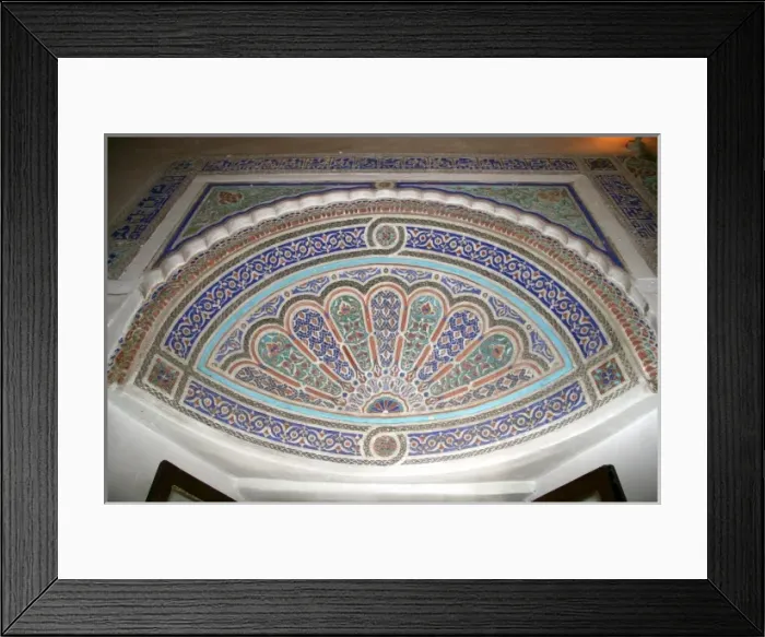 Framed Print : North Africa, Morocco, Marrakesh. Carved and piantd stucco detail at El Bahia Palace Framed Print : North Africa, Morocco, Marrakesh. Carved and piantd stucco detail at El Bahia Palace