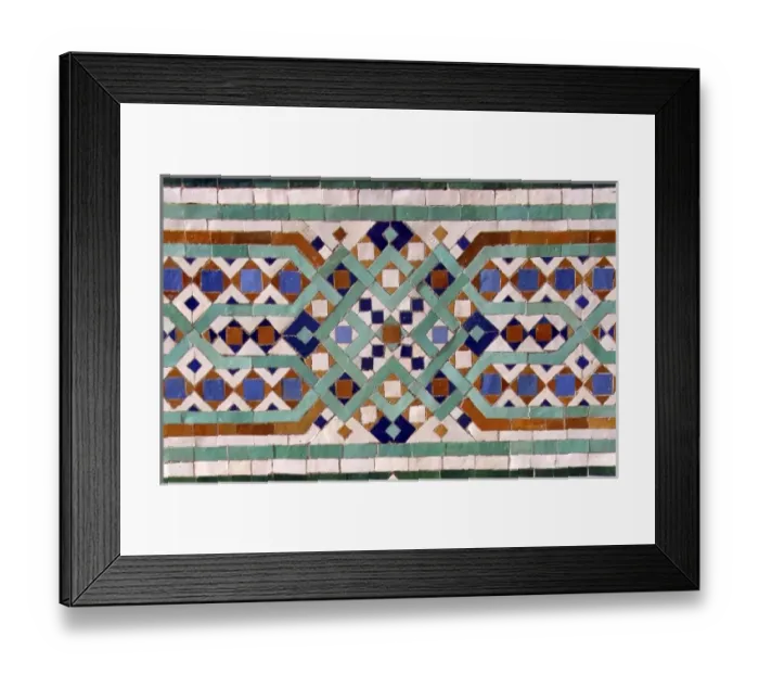 Framed Print : North Africa, Morocco, Casablanca. Hassan II Mosque mosaic tile detail