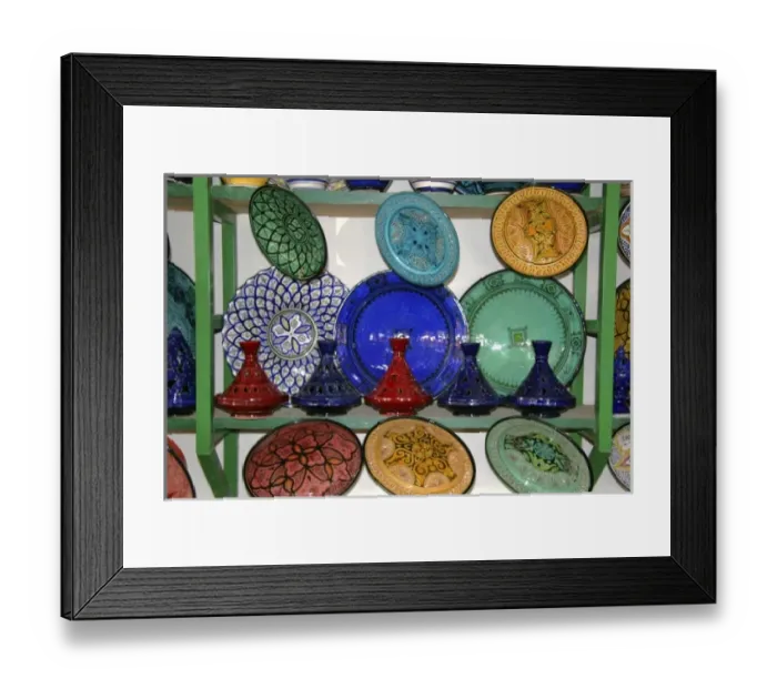 Framed Print : North Africa, Africa, Morocco, Marrakesh. A selection of Morrocan pottery and ceramics Framed Print : North Africa, Africa, Morocco, Marrakesh. A selection of Morrocan pottery and ceramics