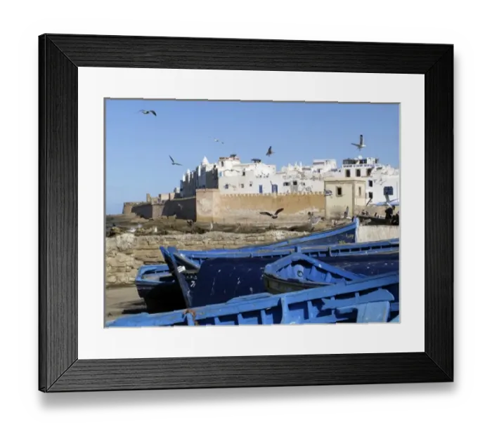 Framed Print : Essaouira, formerly called Mogador, is an example of a late 18th century fortified port town