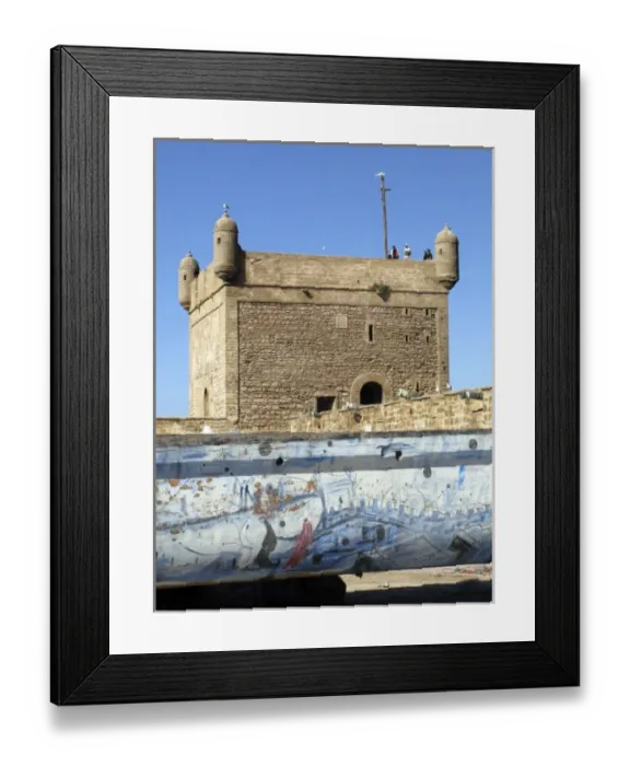 Framed Print : Portoguese style tower. Essaouira, formerly called Mogador, is an example of a late Framed Print : Portoguese style tower. Essaouira, formerly called Mogador, is an example of a late