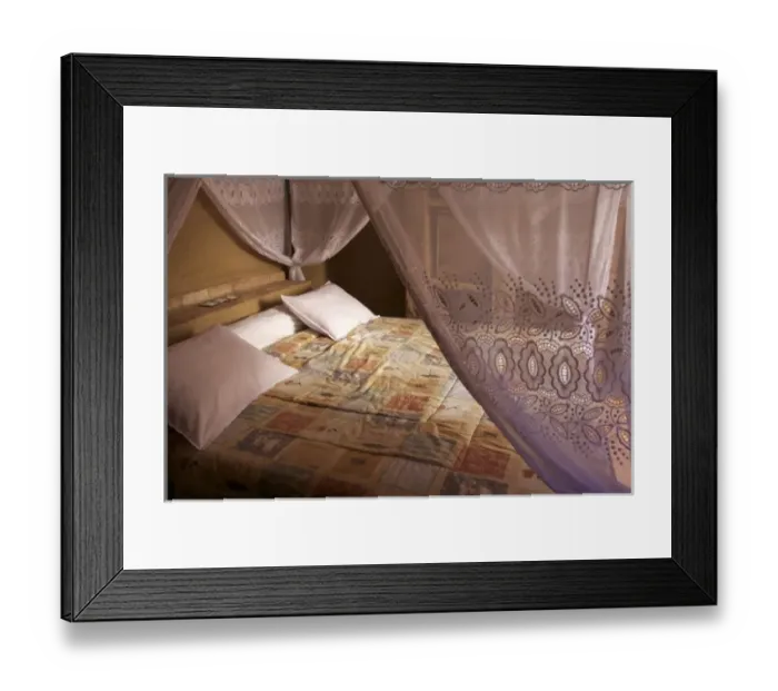 Framed Print : Bed in hotel, Morocco Framed Print : Bed in hotel, Morocco