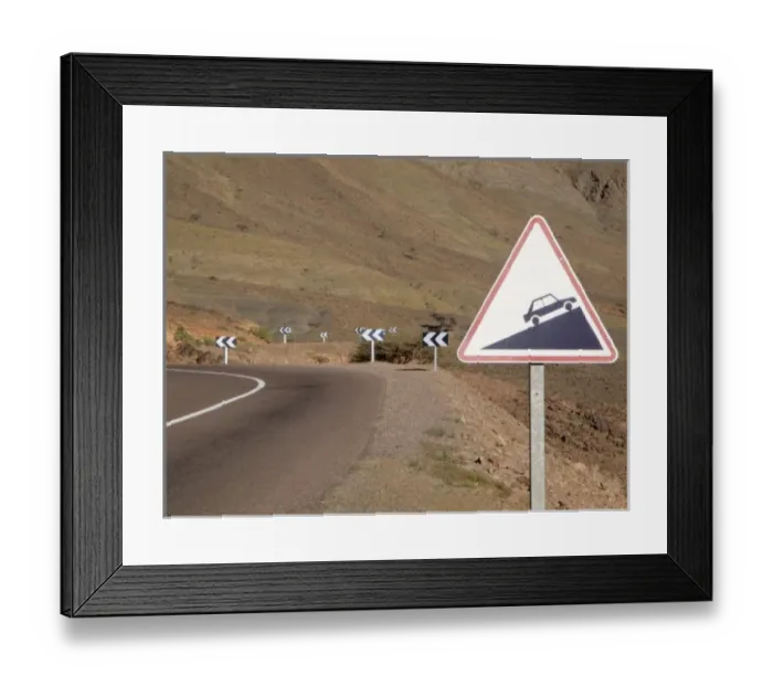 Framed Print : signs on a mountain road Framed Print : signs on a mountain road