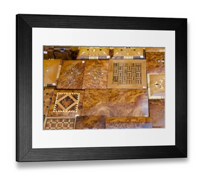 Framed Print : Briar-root Boxes for sale in the Old City, Essaouira, Morocco, North Africa, Africa