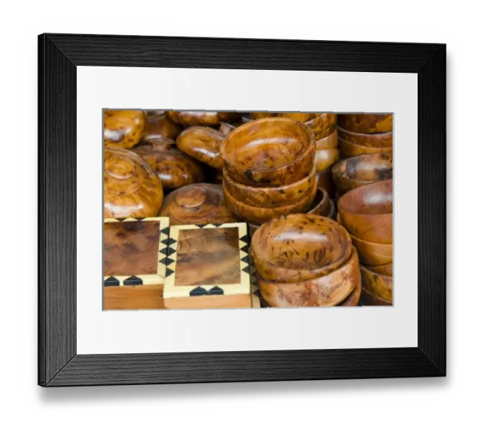 Framed Print : Briar-root Boxes for sale in the Old City, Essaouira, Morocco, North Africa, Africa