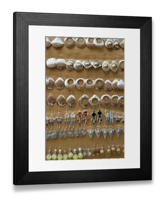 Framed Print : Earrings for sale, Souk, Medina, Marrakech (Marrakesh), Morocco, North Africa, Africa Framed Print : Earrings for sale, Souk, Medina, Marrakech (Marrakesh), Morocco, North Africa, Africa
