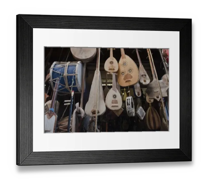 Framed Print : Musical Instruments for sale Chefchaouen Medina. Mediterranean Coast of the Rif Morocco Framed Print : Musical Instruments for sale Chefchaouen Medina. Mediterranean Coast of the Rif Morocco