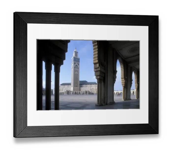 Framed Print : Africa, Morocco, Casablancas Mosquee Hassan II with 200-meter tall minaret is