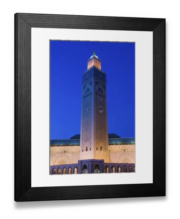 Framed Print : MOROCCO, Casablanca: Hassan II Mosque (b. 1993), Exterior / Evening Holds 25, 000 Worshipers Framed Print : MOROCCO, Casablanca: Hassan II Mosque (b. 1993), Exterior / Evening Holds 25, 000 Worshipers