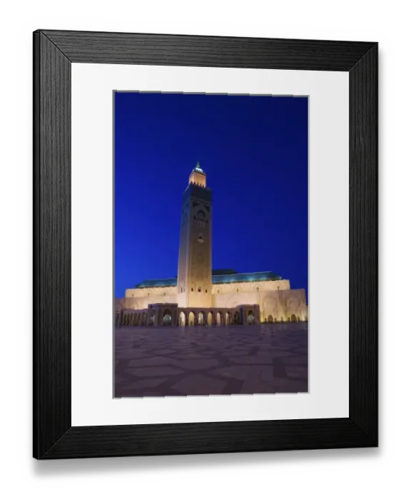 Framed Print : MOROCCO, Casablanca: Hassan II Mosque (b. 1993), Exterior / Evening Holds 25, 000 Worshipers Framed Print : MOROCCO, Casablanca: Hassan II Mosque (b. 1993), Exterior / Evening Holds 25, 000 Worshipers