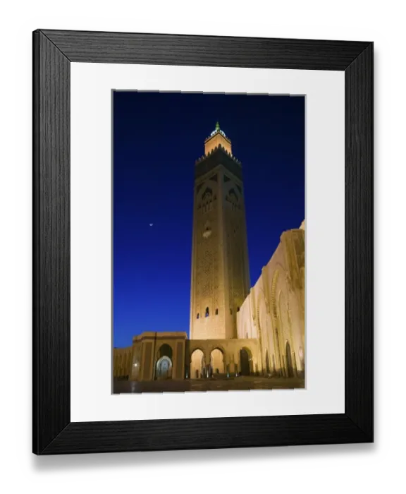 Framed Print : MOROCCO, Casablanca: Hassan II Mosque (b. 1993), Exterior / Evening Holds 25, 000 Worshipers Framed Print : MOROCCO, Casablanca: Hassan II Mosque (b. 1993), Exterior / Evening Holds 25, 000 Worshipers