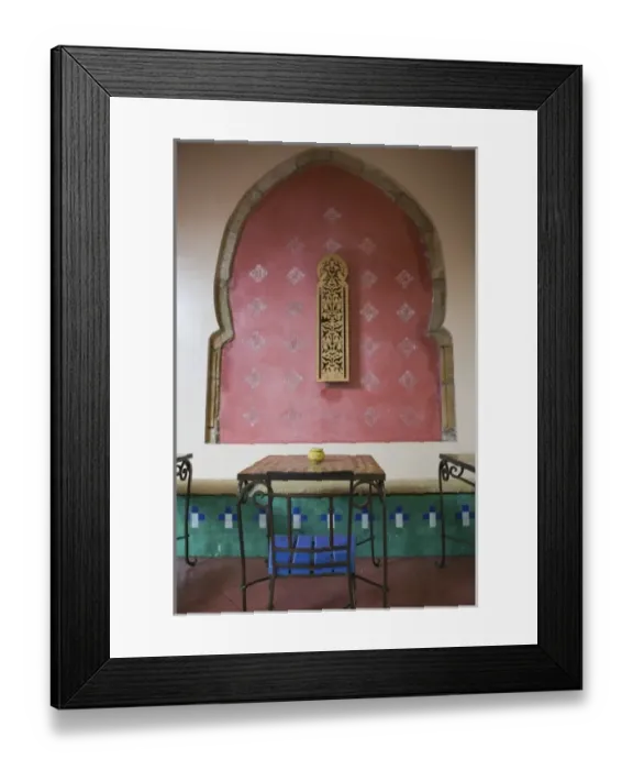 Framed Print : MOROCCO, Casablanca: Ancienne (old) Medina, Squala Bastion Cafe Tables  /  Cafe Maure