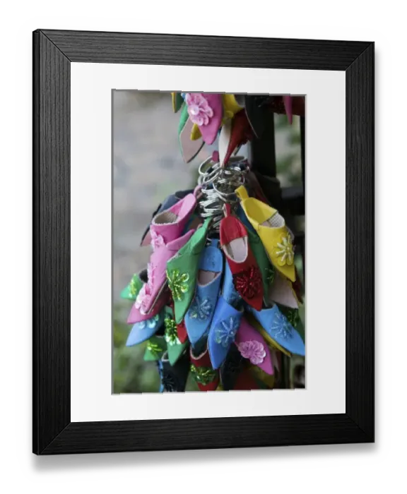 Framed Print : MOROCCO, Rabat: Kasbah des Oudaias, Andalusian Gardens Miniature Babouches Slippers