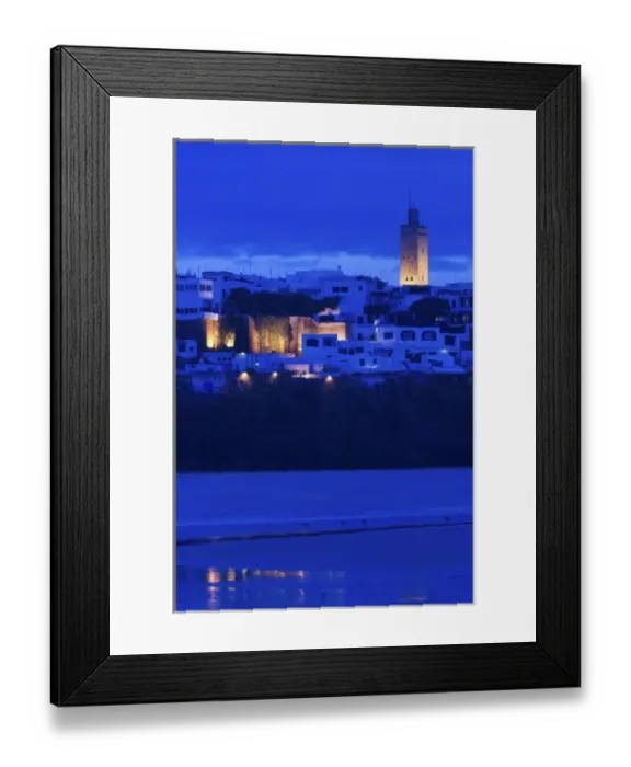 Framed Print : MOROCCO, Rabat: Kasbah des Oudaias, Evening view from Oued Bou Regreg River Framed Print : MOROCCO, Rabat: Kasbah des Oudaias, Evening view from Oued Bou Regreg River