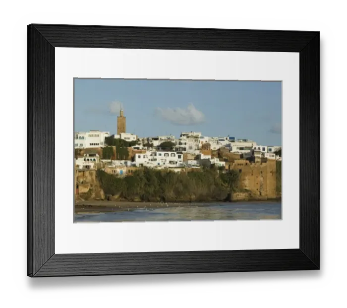 Framed Print : MOROCCO, Rabat: Oued Bou Regreg River view of Kasbah des Oudaias / Morning Framed Print : MOROCCO, Rabat: Oued Bou Regreg River view of Kasbah des Oudaias / Morning
