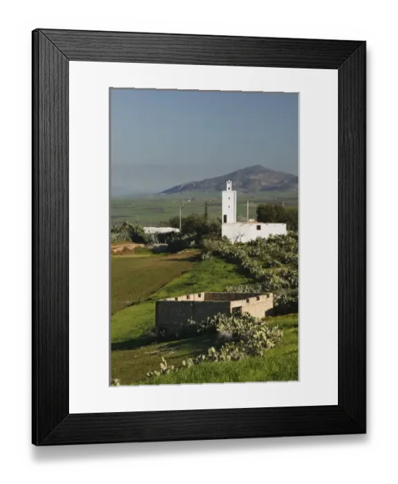 Framed Print : MOROCCO, Meknes (Area): Small Village Mosque & Farm Framed Print : MOROCCO, Meknes (Area): Small Village Mosque & Farm