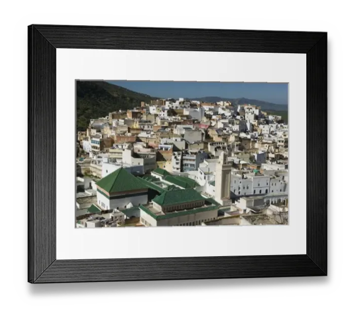 Framed Print : MOROCCO, Moulay, Idriss: Town View & the Mausoleum of Moulay Idriss, Saint and founder