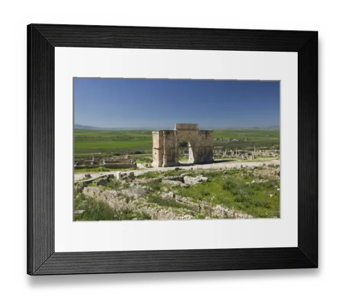 Framed Print : MOROCCO, Volubilis: Roman Town mostly dating to 2nd & 3rd c. AD  /  Abandoned by Romans
