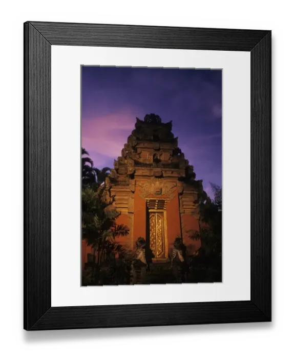 Framed Print : Indonesia, Bali, Ubud. Carved limestone adorns City Palace, setting for nightly traditional