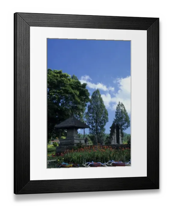 Framed Print : Indonesia, Bali, Candikuning. Pagodas, gardens, and boats at Hindu temple Pura Ulu Framed Print : Indonesia, Bali, Candikuning. Pagodas, gardens, and boats at Hindu temple Pura Ulu