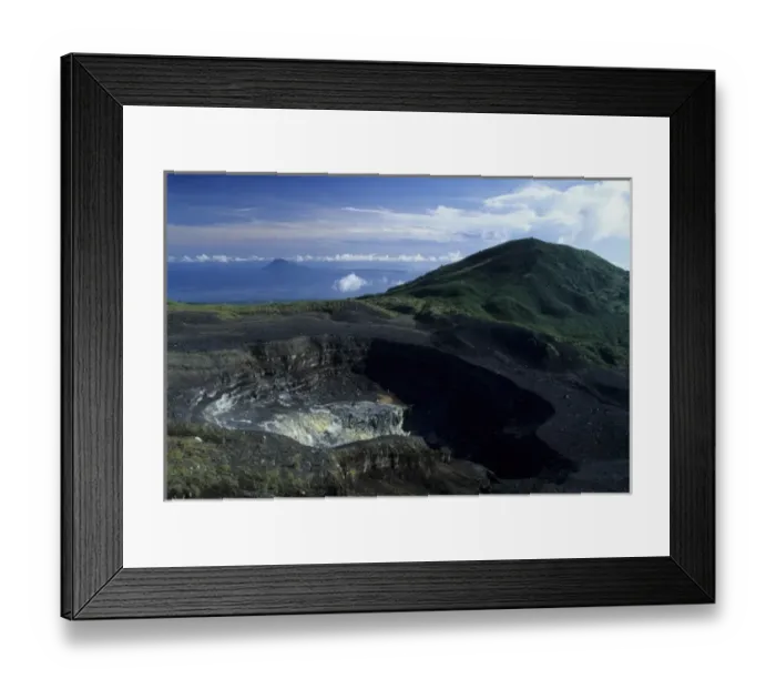 Framed Print : Indonesia, Sulawesi. Crater of Gunung Lokon volcano near Manado, Manado Tua island in distance Framed Print : Indonesia, Sulawesi. Crater of Gunung Lokon volcano near Manado, Manado Tua island in distance