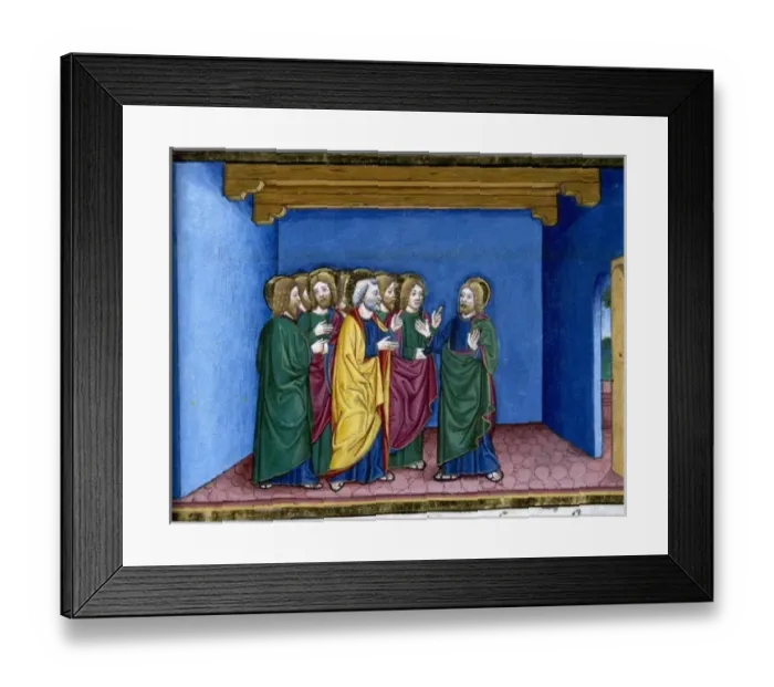 Framed Print : The risen Jesus says to Thomas: Put your finger here and be not faithless. Codex of Predis (1476)