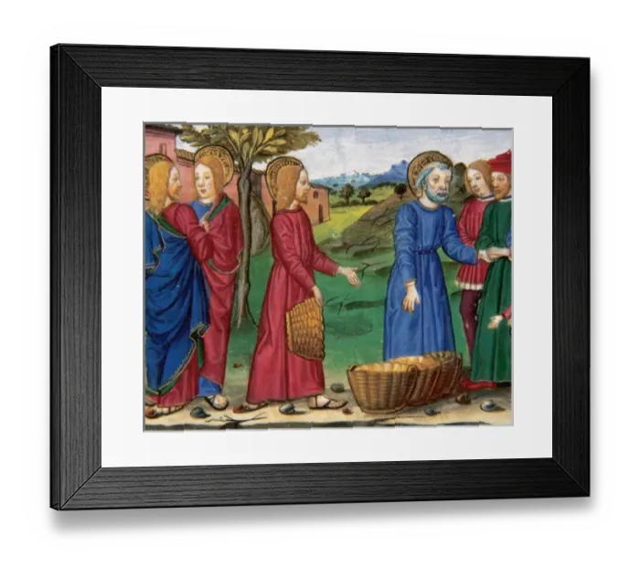 Framed Print : Jesus took five loaves and two fish and gives them to 500 people saying: eat your fill Framed Print : Jesus took five loaves and two fish and gives them to 500 people saying: eat your fill