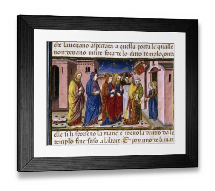 Framed Print : Mary is hosted by the virgins of the temple. Codex of Predis (1476). Royal Library Framed Print : Mary is hosted by the virgins of the temple. Codex of Predis (1476). Royal Library