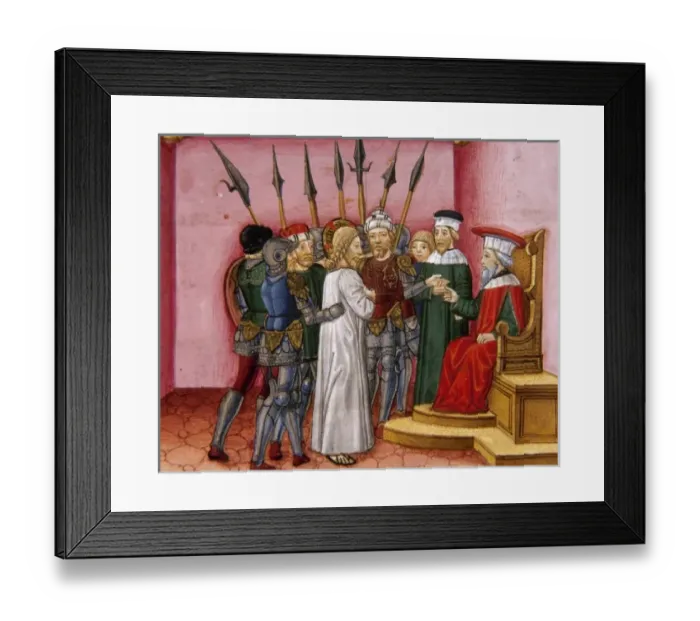 Framed Print : Pilate delivered Jesus to Herod after they had mocked him and dressed in white. Codex of Predis