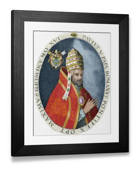 Framed Print : Paul V (1552-1621). Italian pope (1605-21), named Camillo Borghese. Engraving by Crispin de Passe